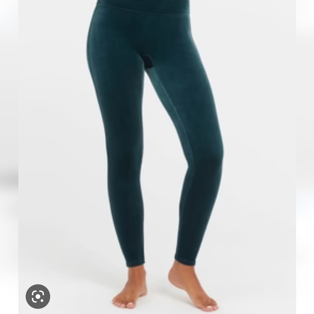 SPANX Dark Green Emerald Velvet Velour XS Leggings